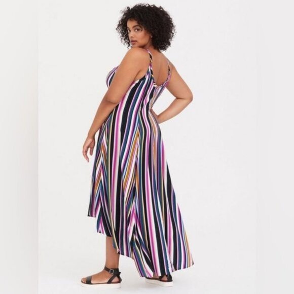 Torrid Maxi Challis High-Low Striped Dress Size 1x - Picture 4 of 9